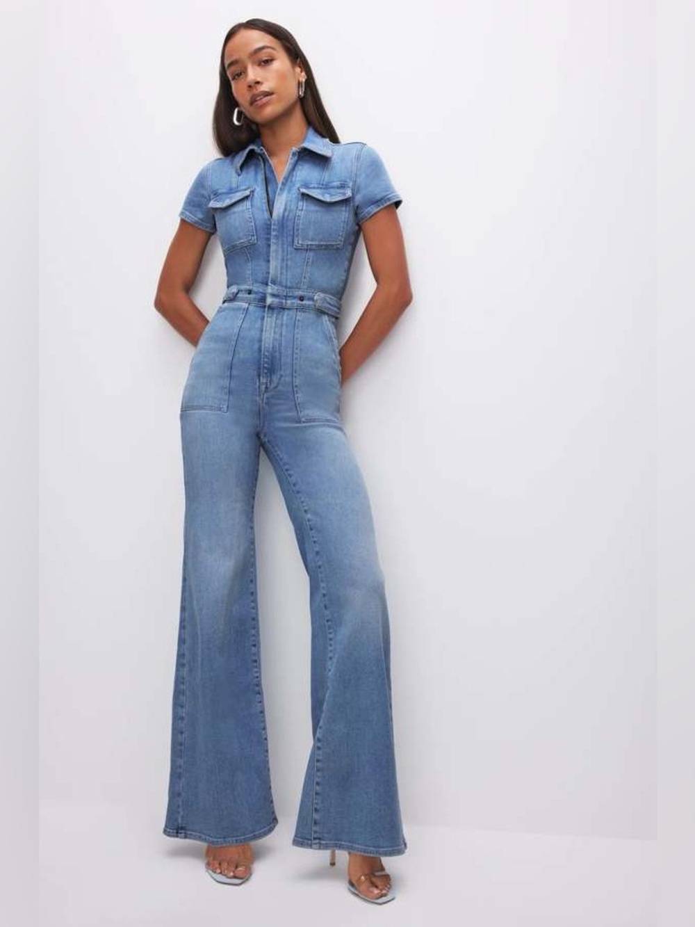 Good American - Fit For Success Palazzo Denim Jumpsuit